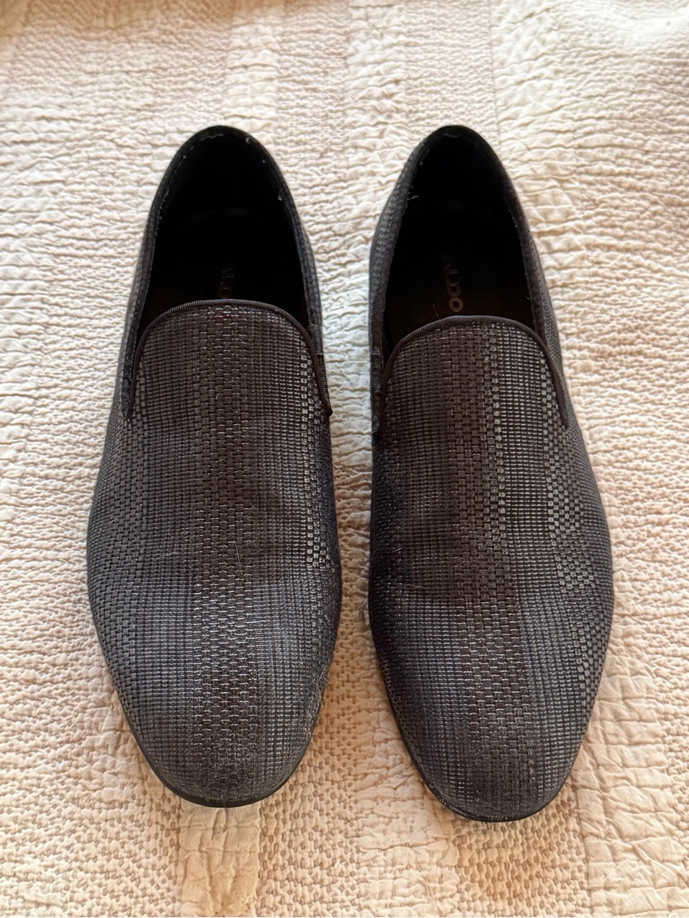 Aldo Mirandi Men’s Black Textured Slip-On Loafers
